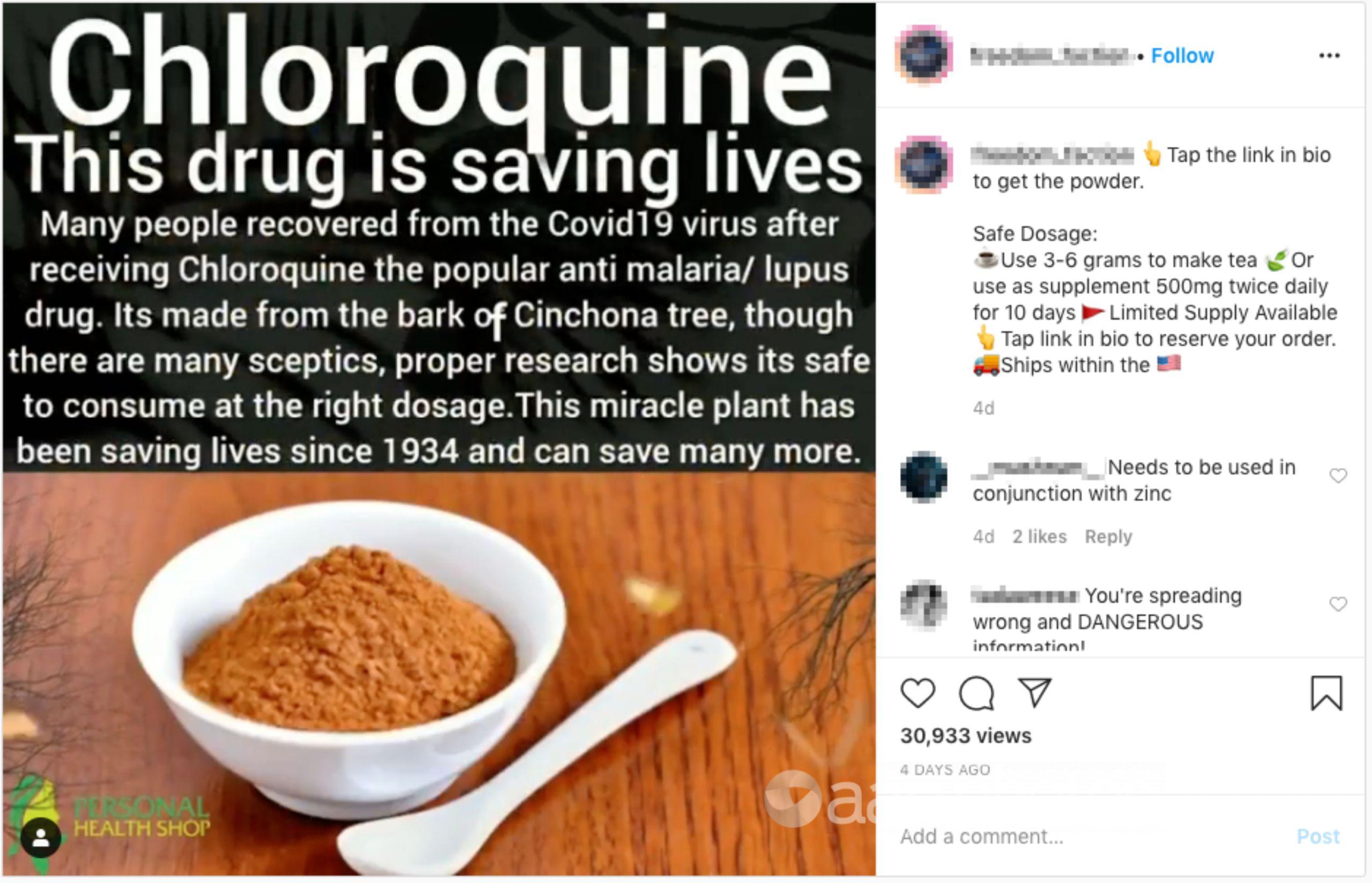 Screenshot of Instagram post