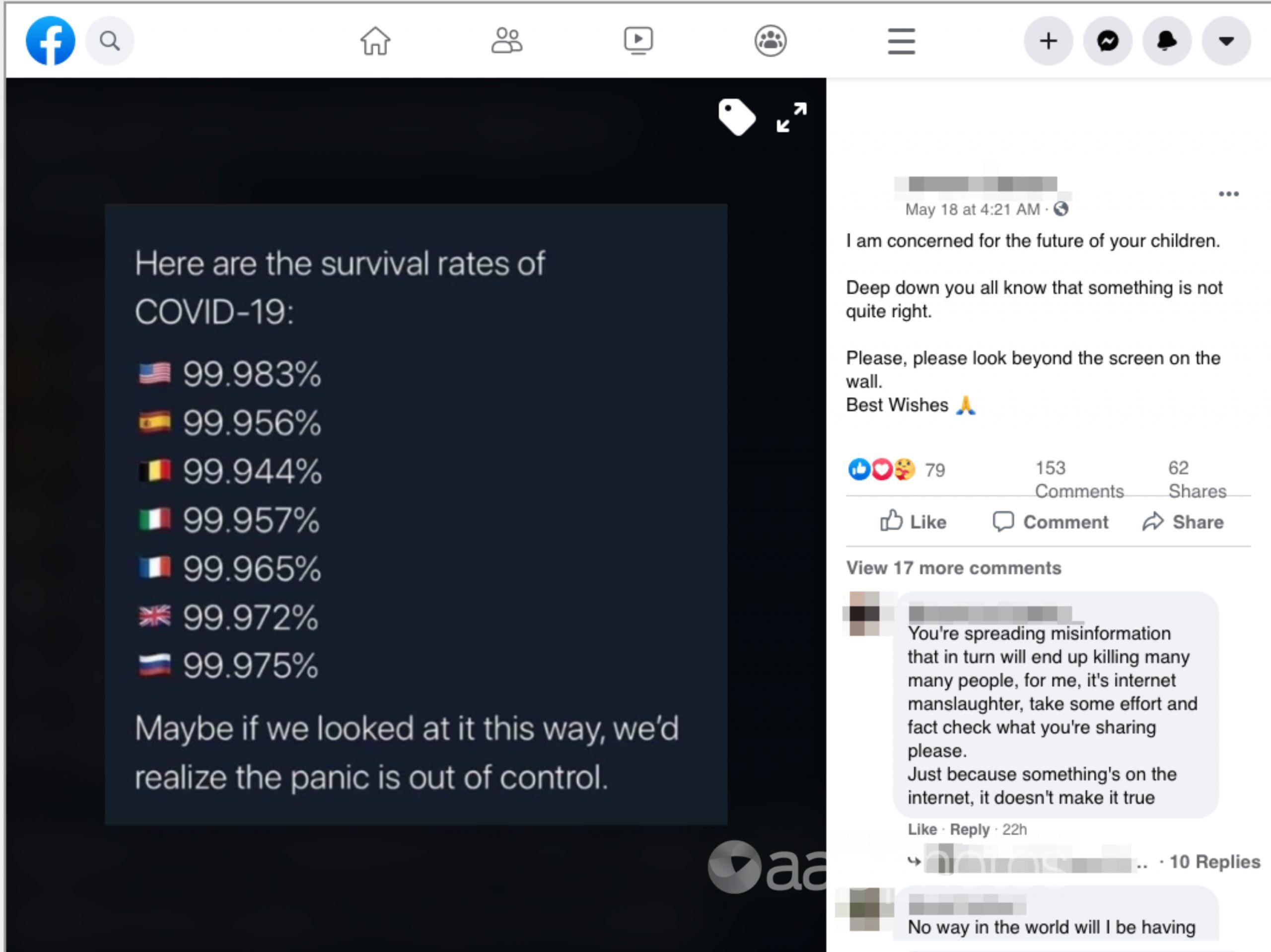 Screenshot of Facebook post