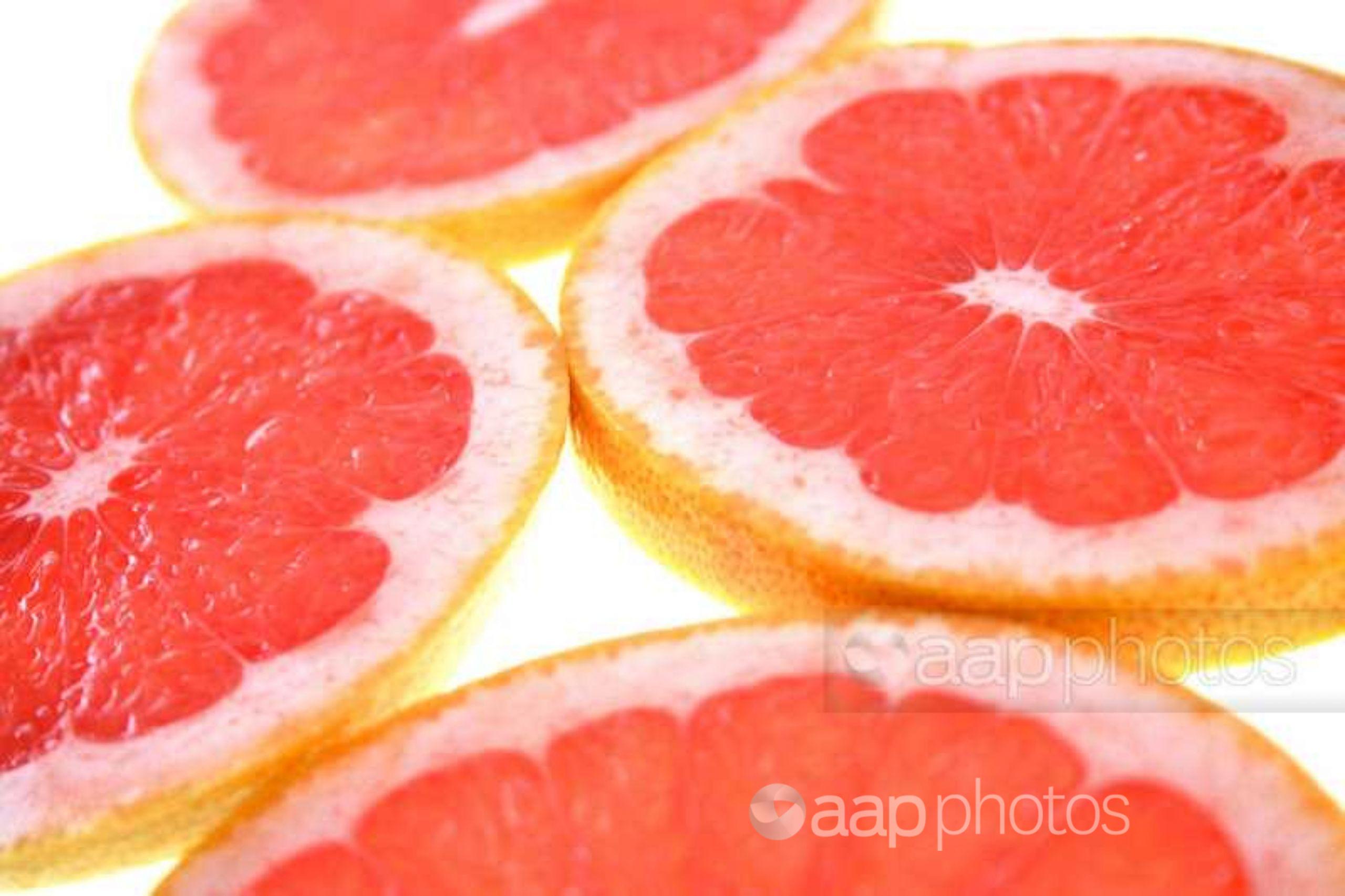 Sliced grapefruits