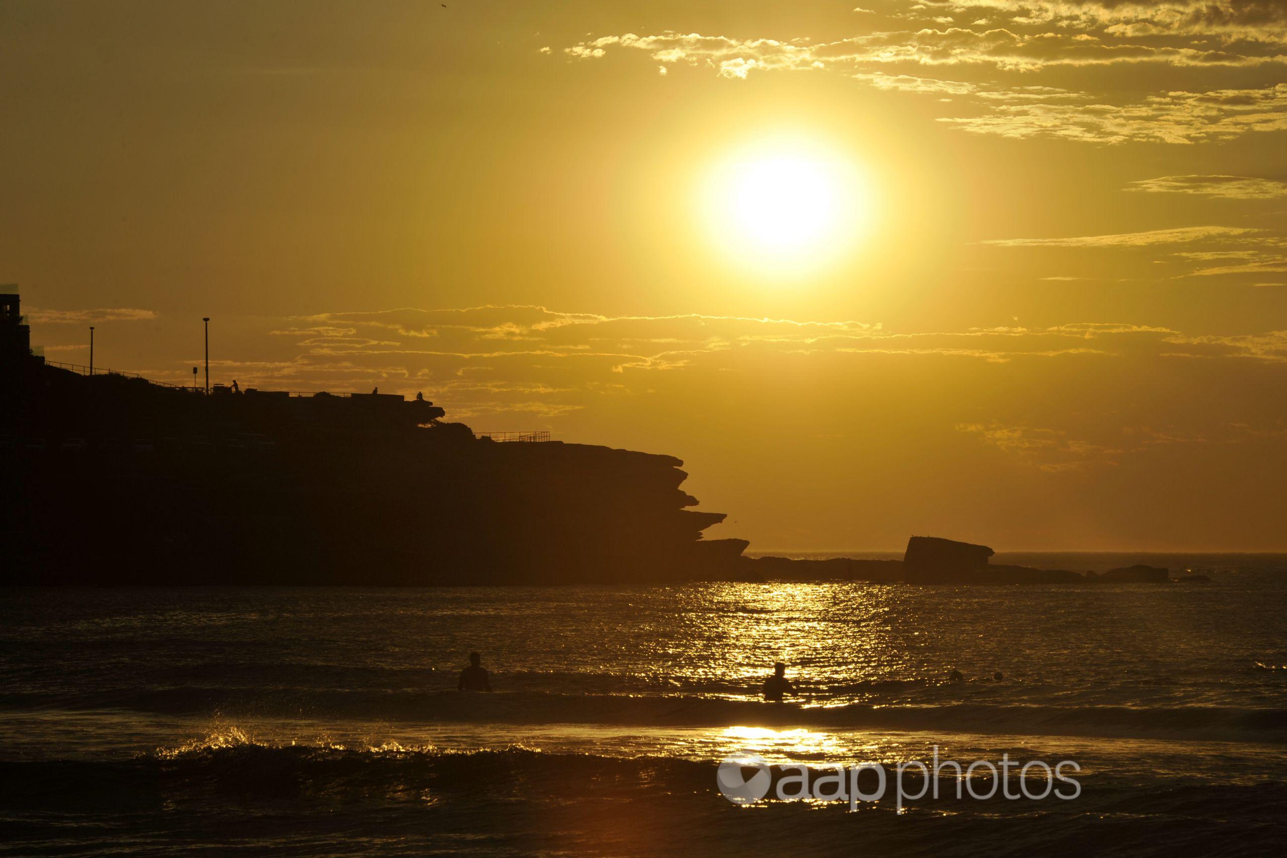 The sun over Sydney's Bondi Beach