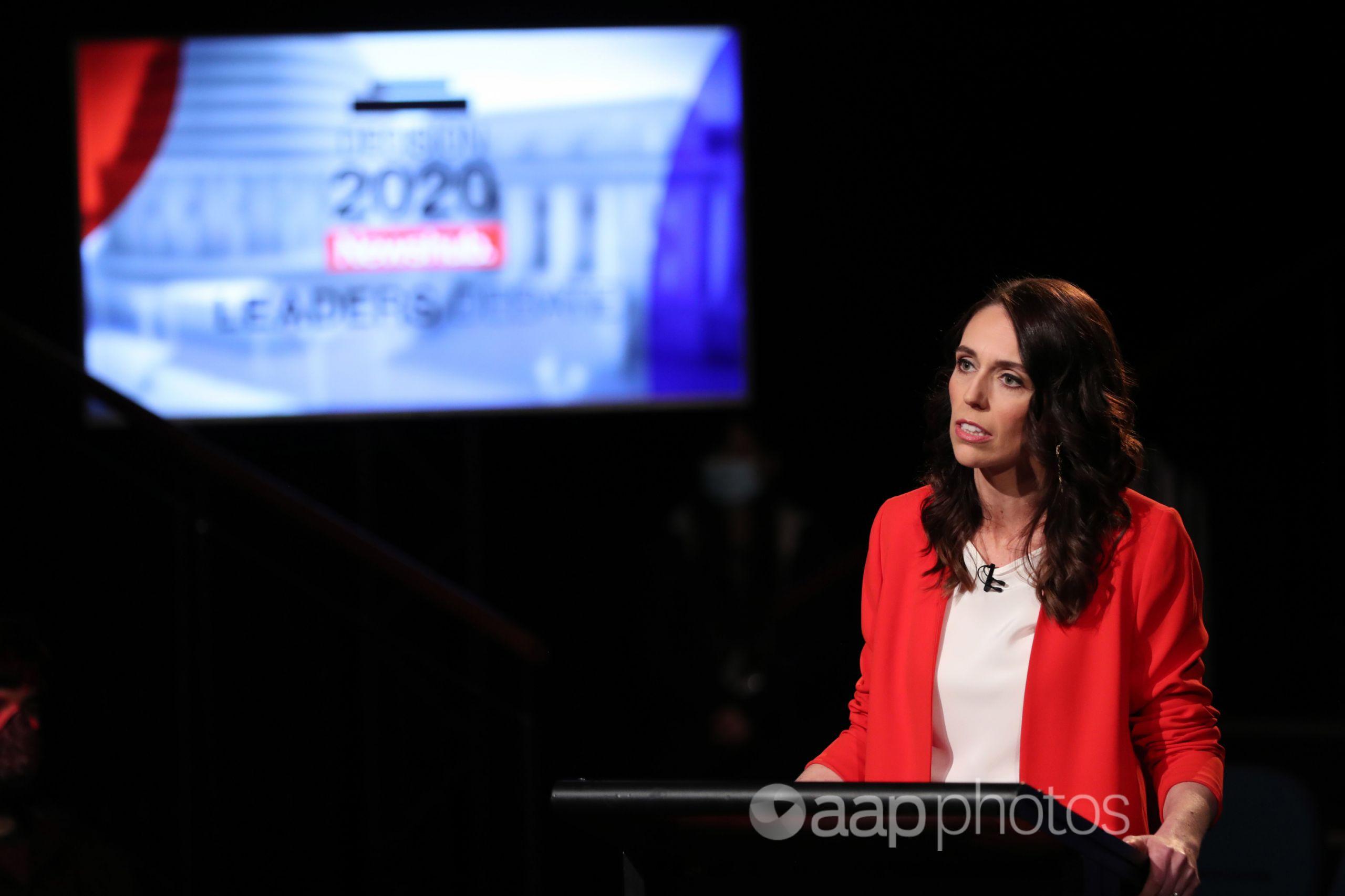 NZ Prime Minister Jacinda Ardern at a televised leaders' debate