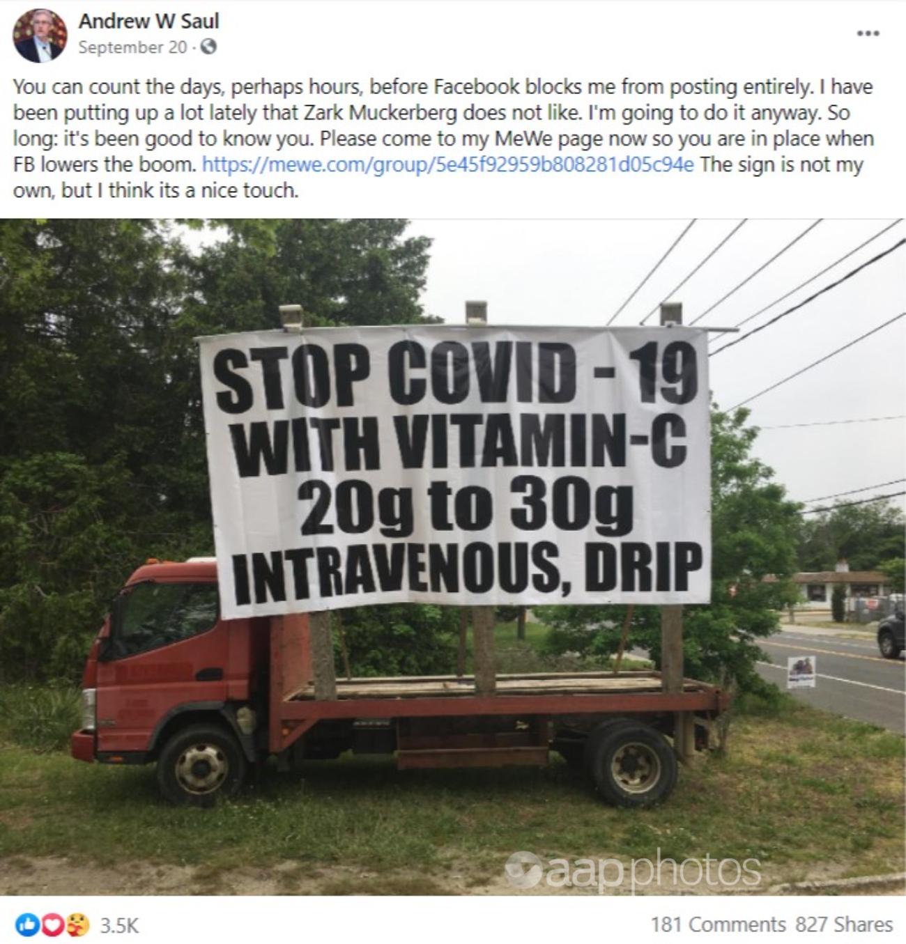 Facebook post about Vitamin C