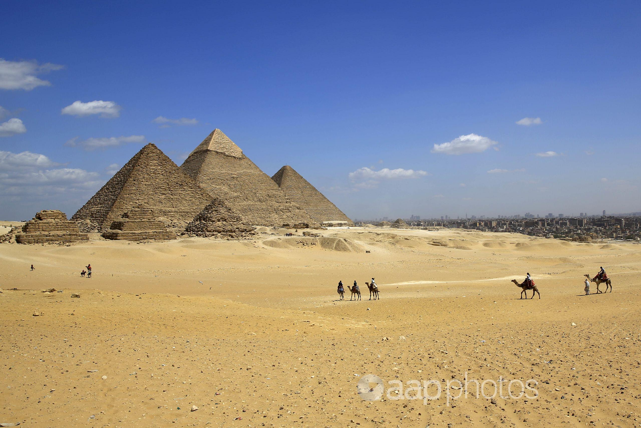 The Giza Pyramids in Giza, near Cairo.