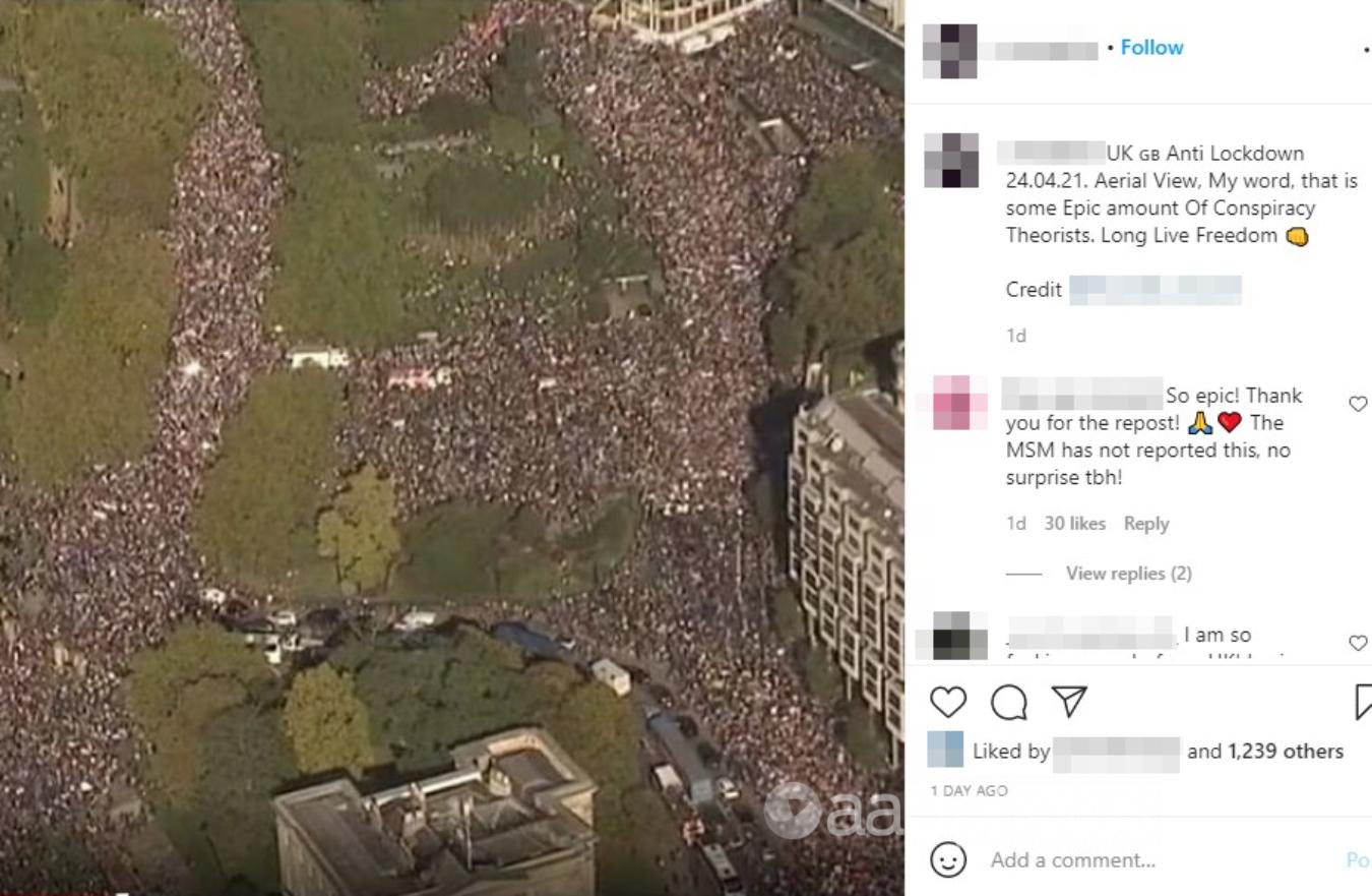 An Instagram post that includes the crowd photo