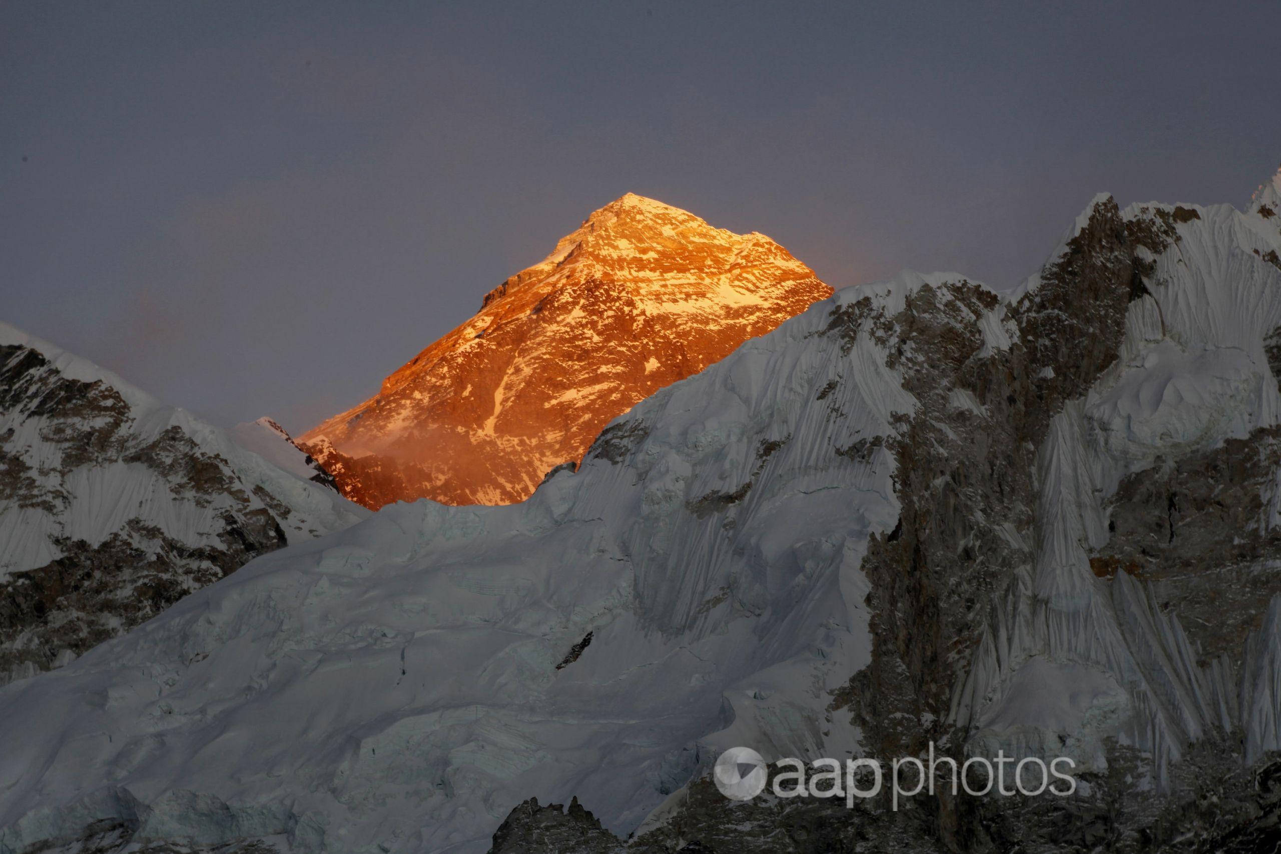 Mount Everest is seen from Nepal.