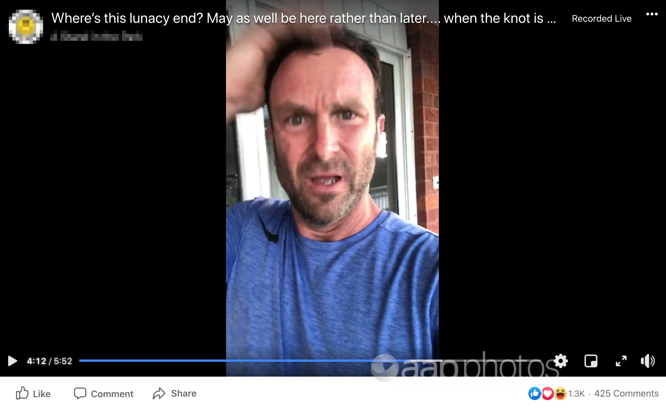 A screenshot of the Facebook video