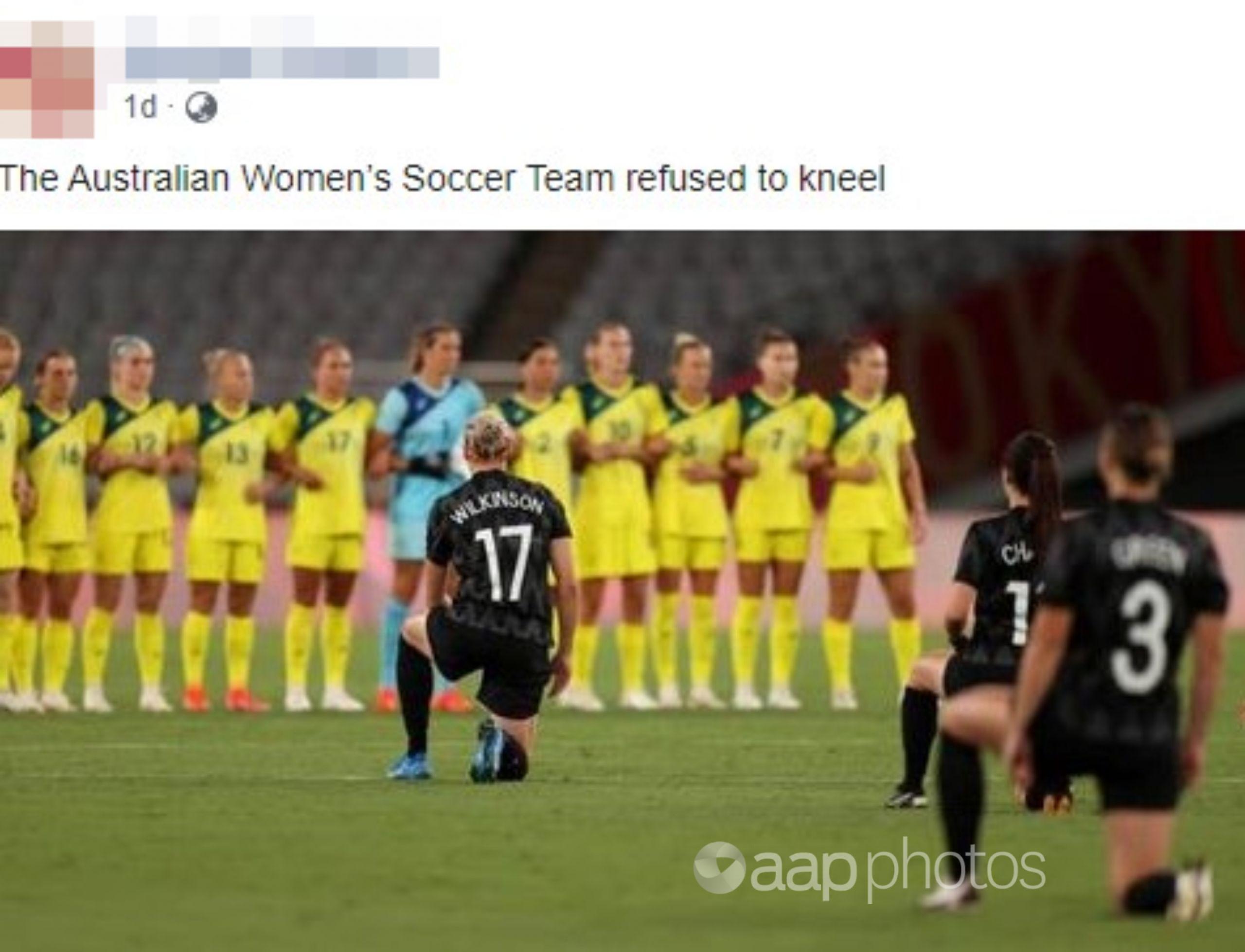 Claim Australian soccer players refused to kneel is an own goal