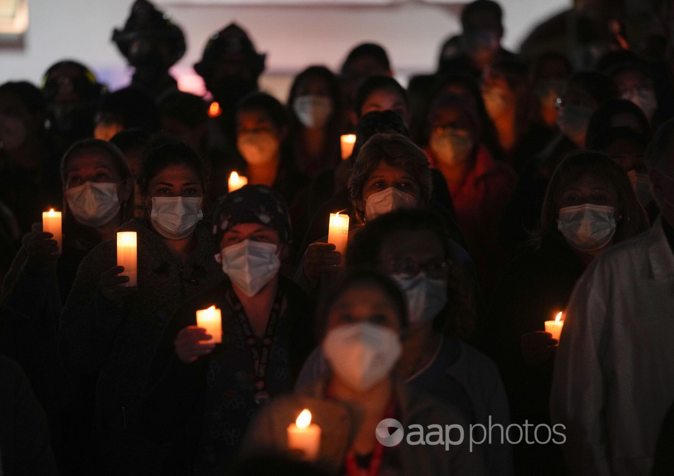 A vigil for COVID-19 victims held in Santiago, Chile.