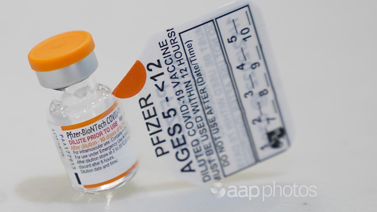 A vial of the Pfizer-BioNTech COVID-19 vaccine for children five to 12