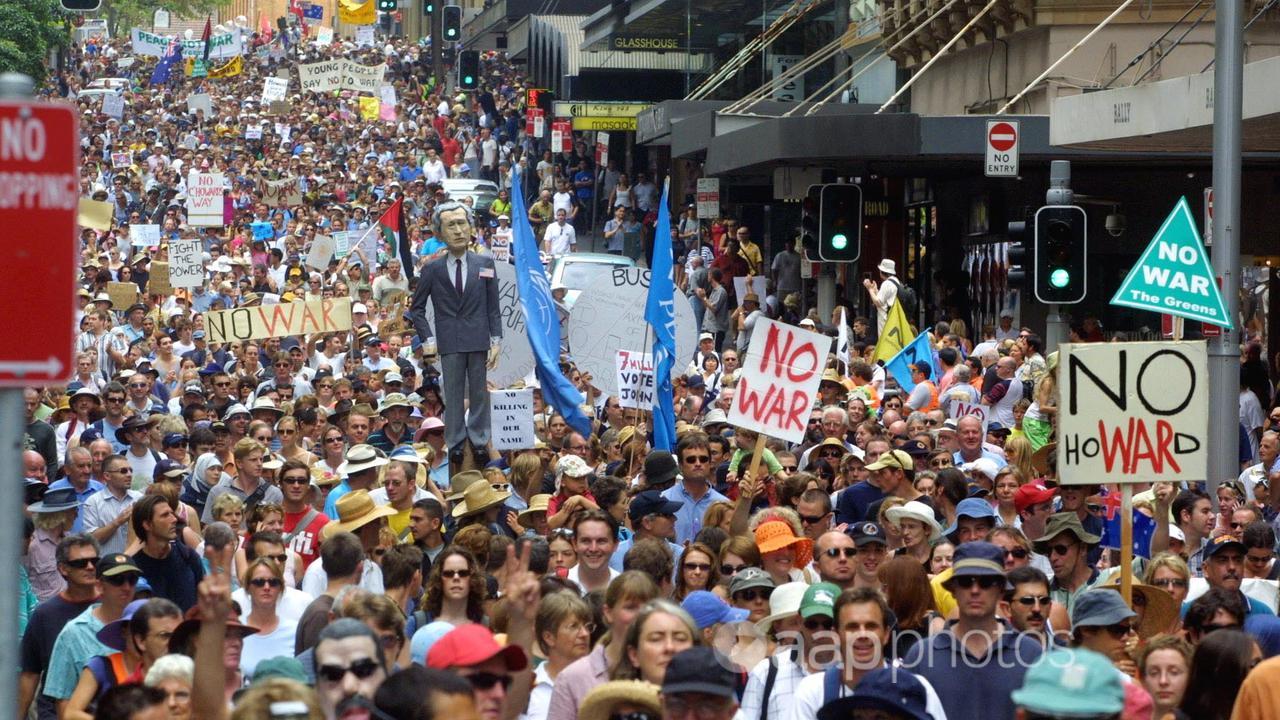 Thousands of Sydney protesters against the Iraq war in 2003.
