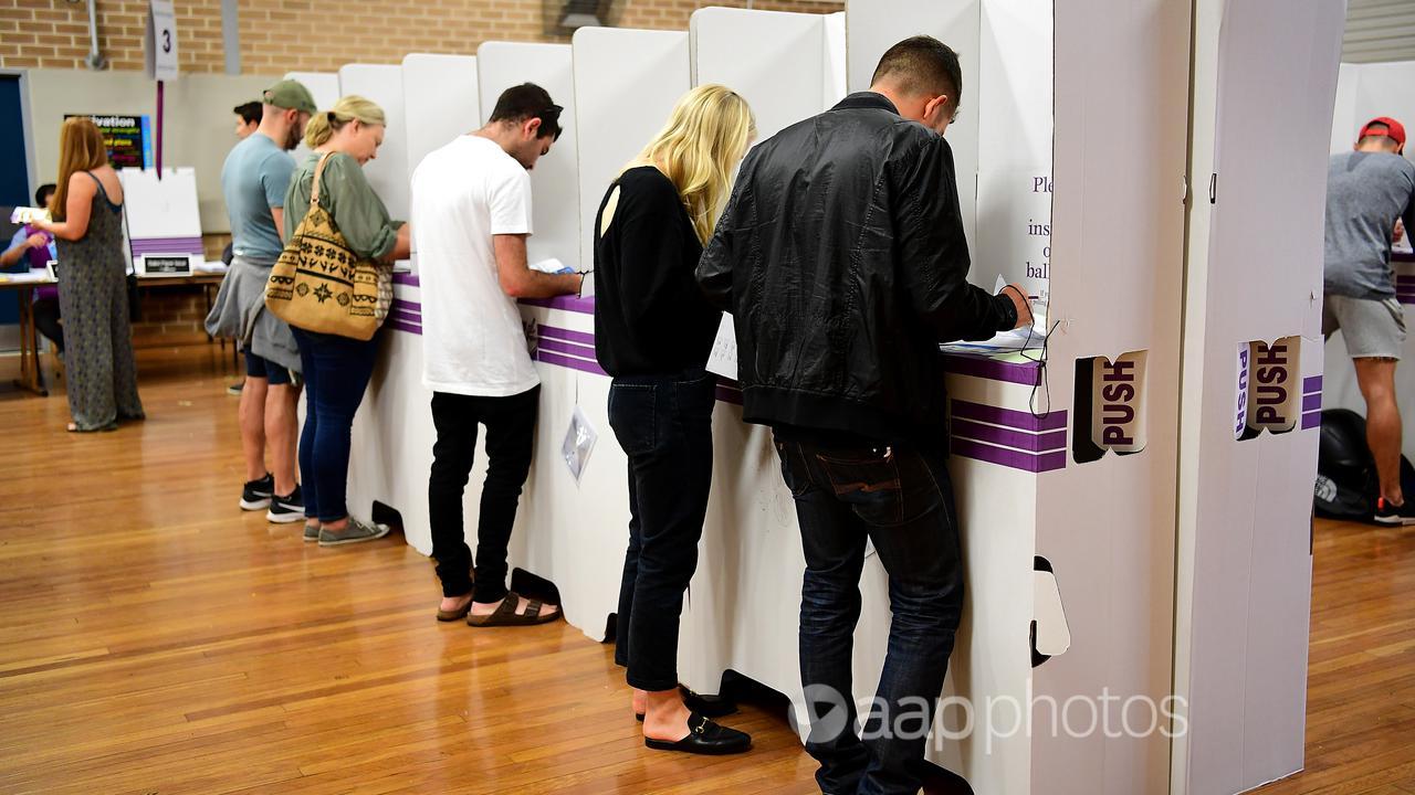 Voters at a Sydney polling venue during the federal election.