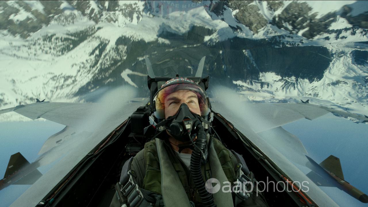 Tom Cruise portraying Maverick in a scene from 