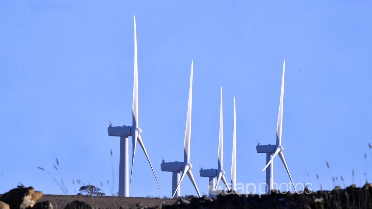 A file photo of wind turbines
