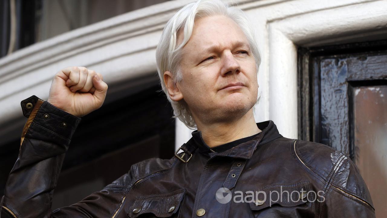 Julian Assange at the Ecuadorian embassy in London in 2017