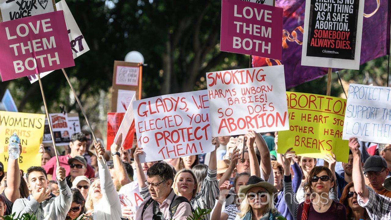 Anti-abortion advocates rally in Sydney in 2019.