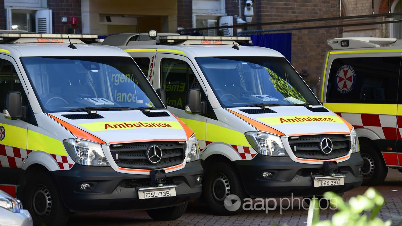 NSW Ambulances at Royal Prince Alfred Hospital in Sydney.