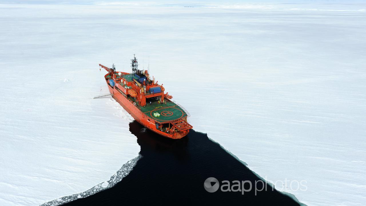An icebreaker in Antarctica