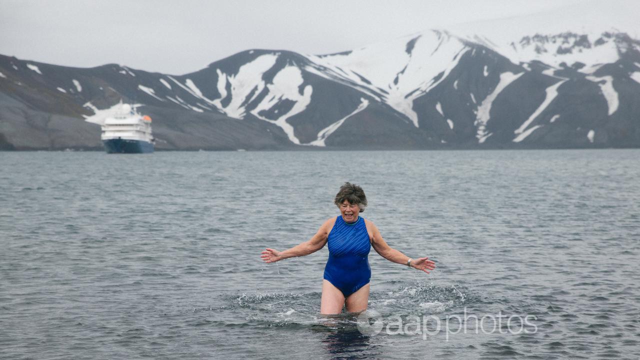 A swimmer at Deception Island in Antarctica (file image)