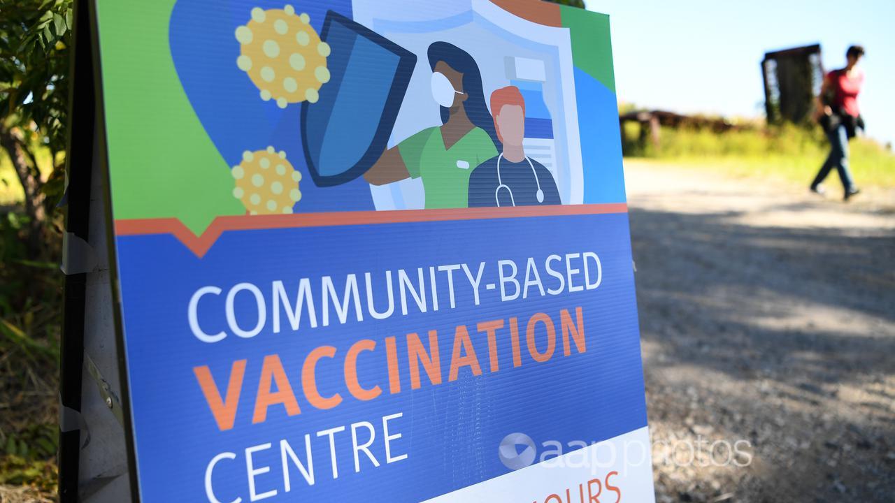 A sign at the coronavirus vaccination centre (file image)