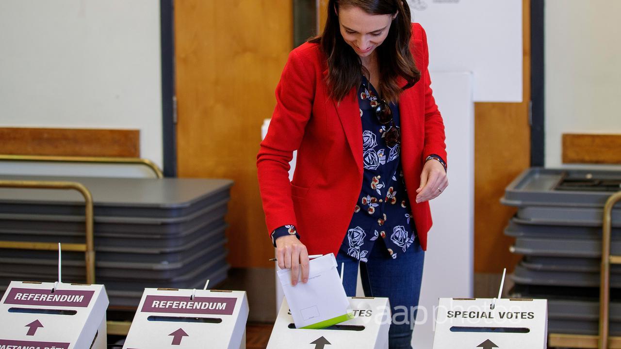 NZ Prime Minister Jacinda Ardern casting her vote in 2020 (file image)