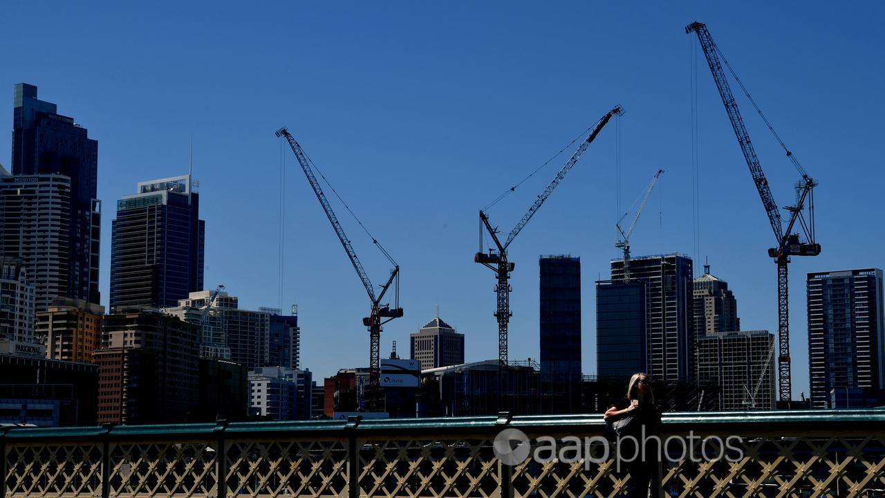 Construction cranes in central Sydney.