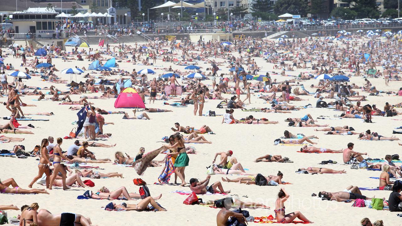 People sunbathe at Bondi Beach in Sydney (file image)