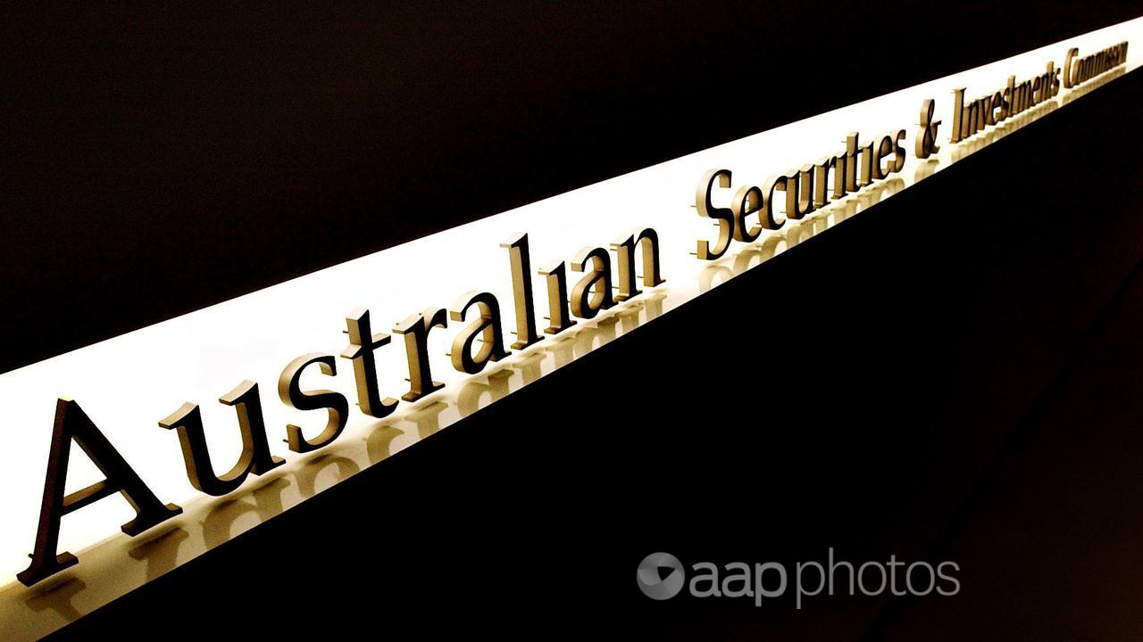 A sign for the Australian Securities and Investments Commission