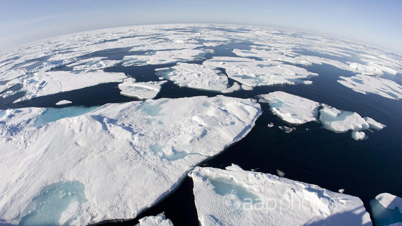 Ice floes above the Arctic Circle