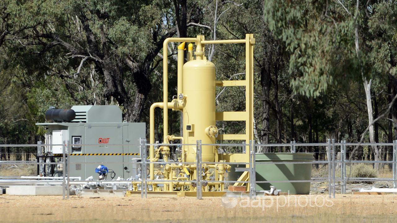 A coal seam gas well is seen near Dalby, west of Brisbane