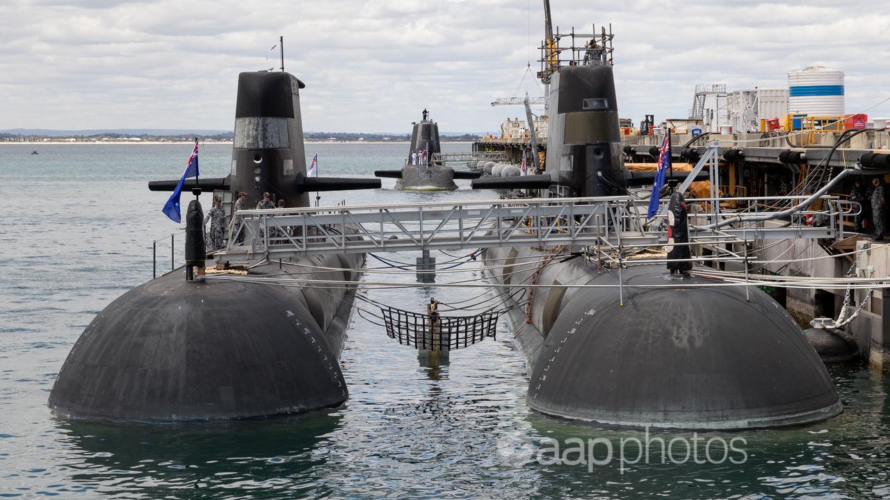 Two Australian Collins class submarines (file image)