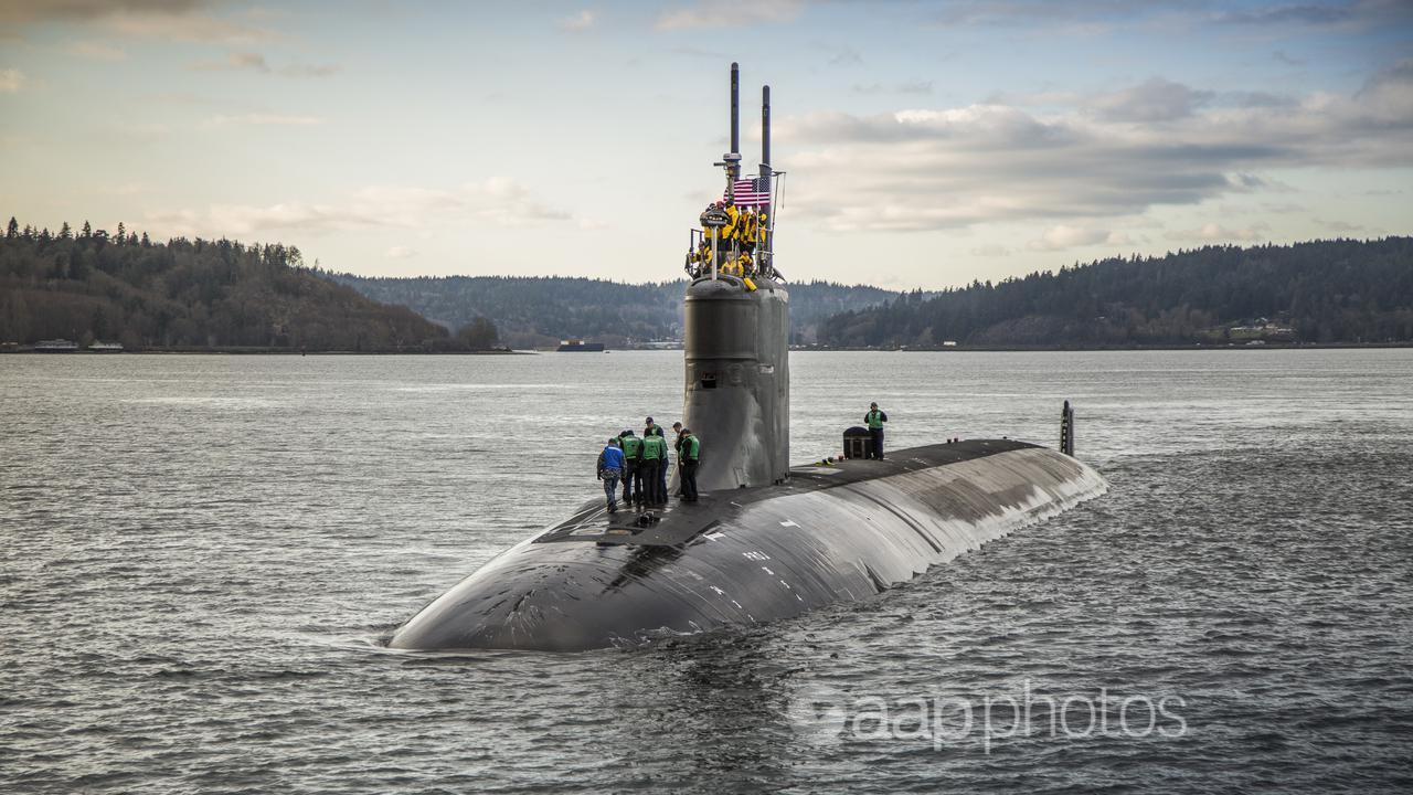 A US Navy submarine departs Puget Sound Naval Shipyard (file image)