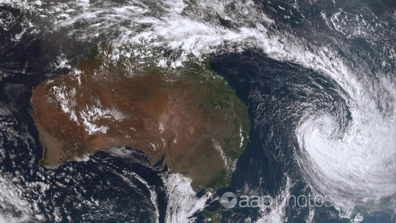 Cyclone Gabrielle near Norfolk Island in the Coral Sea (fle image)