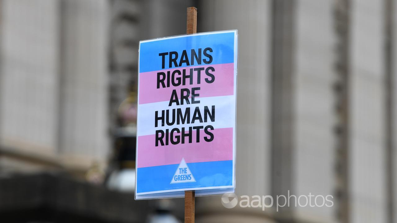 A protest placard fighting for trans rights (file image)