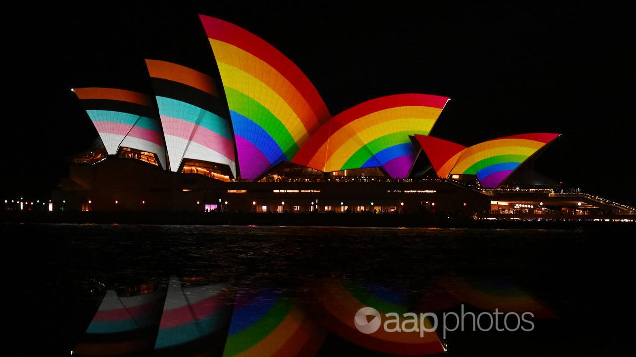 Sydney Opera House lit up with the Progress Pride Flag (file image)