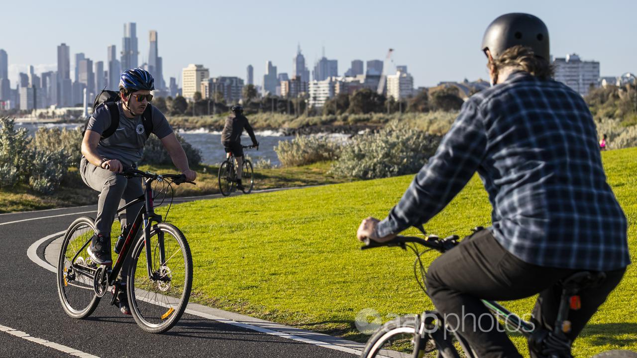 People riding bikes in Melbourne