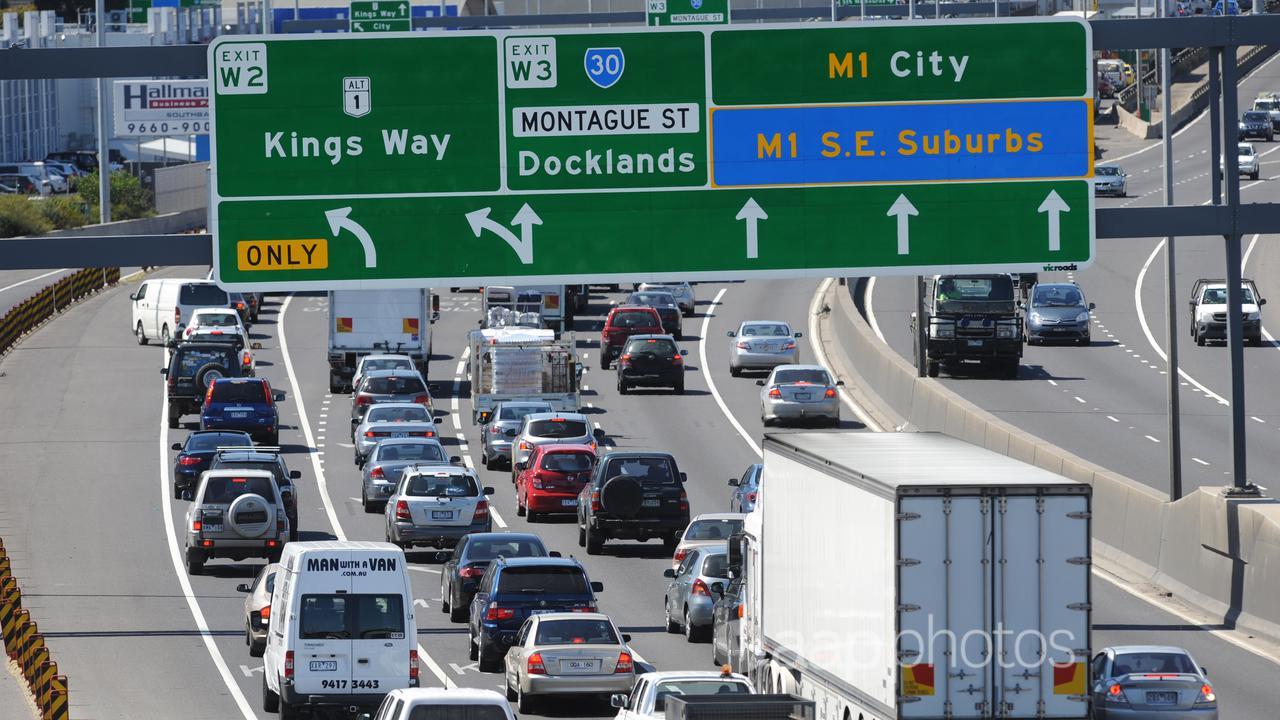 Gridlocked traffic in Melbourne