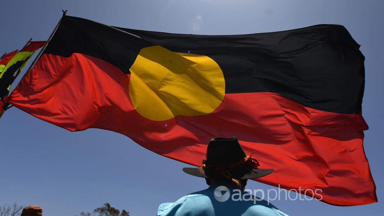 The indigenous flag is pictured at Parliament House in Canberra.