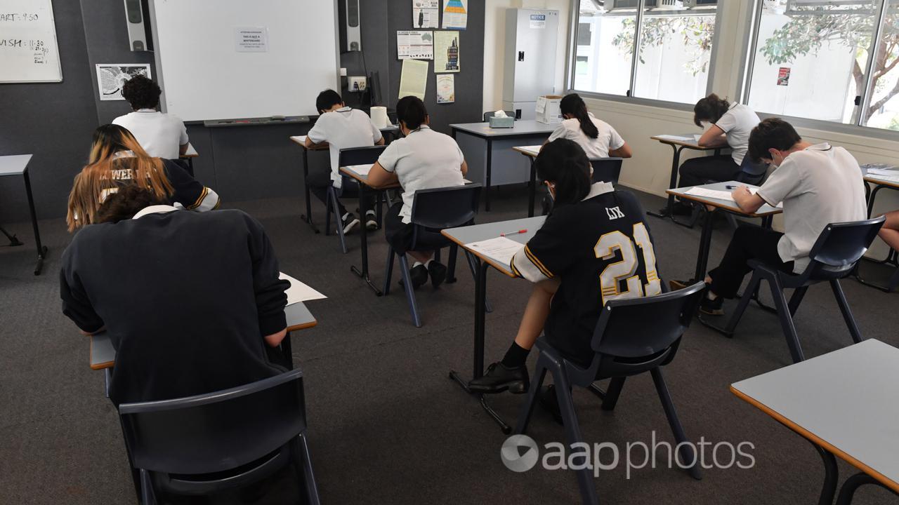 Year 12 students sit for an exam