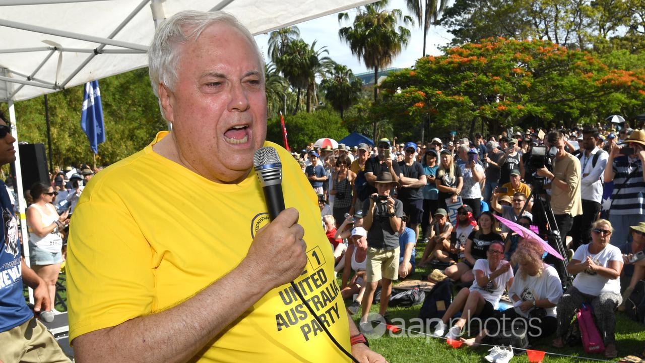 Clive Palmer at a vaccine mandate rally in 2021