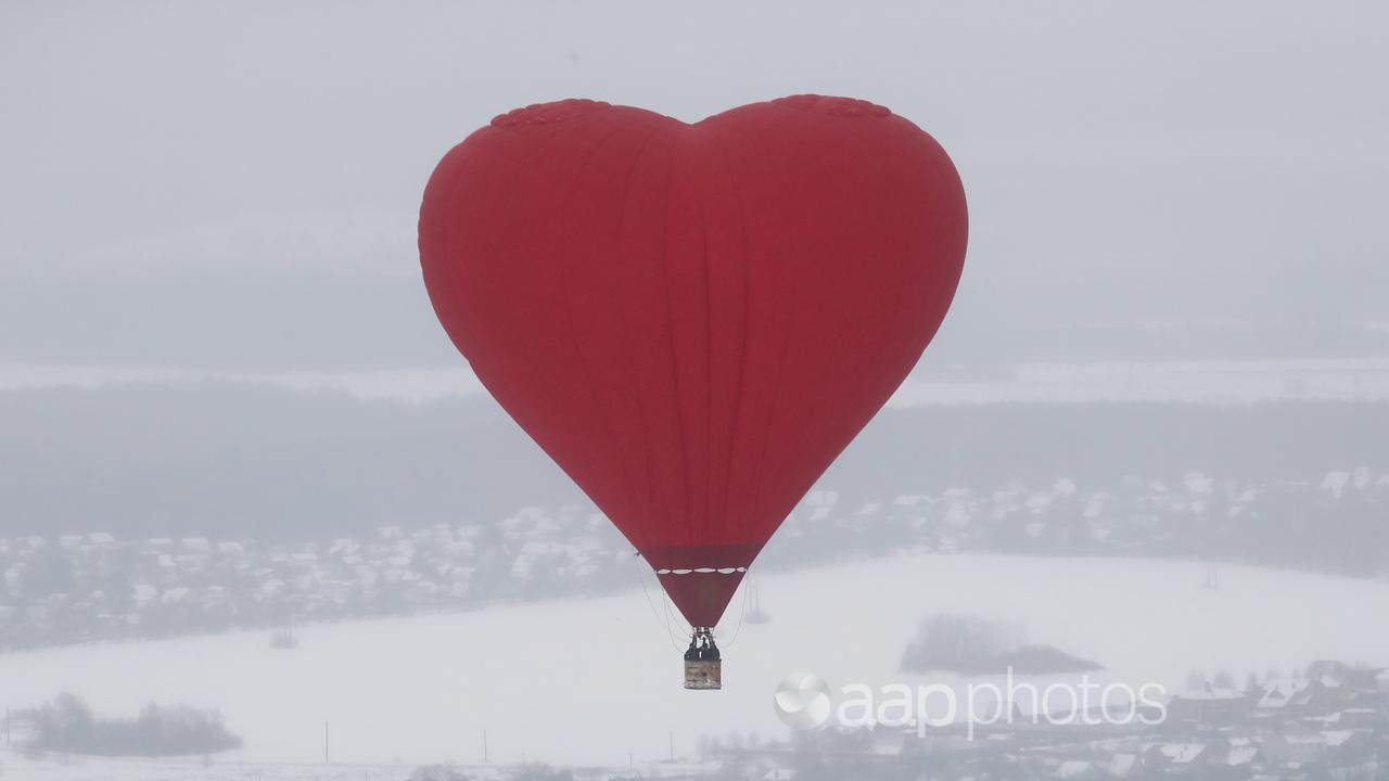 A hot air balloon floats in the air (file image)