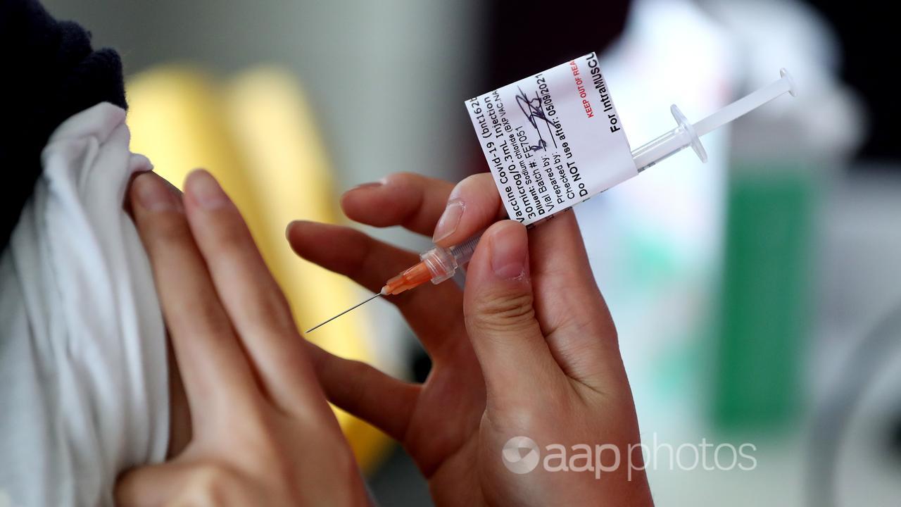 A person gets a vaccination shot (file image)