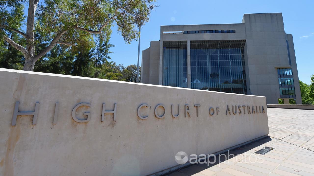 Signage at the High Court in Canberra (file image)