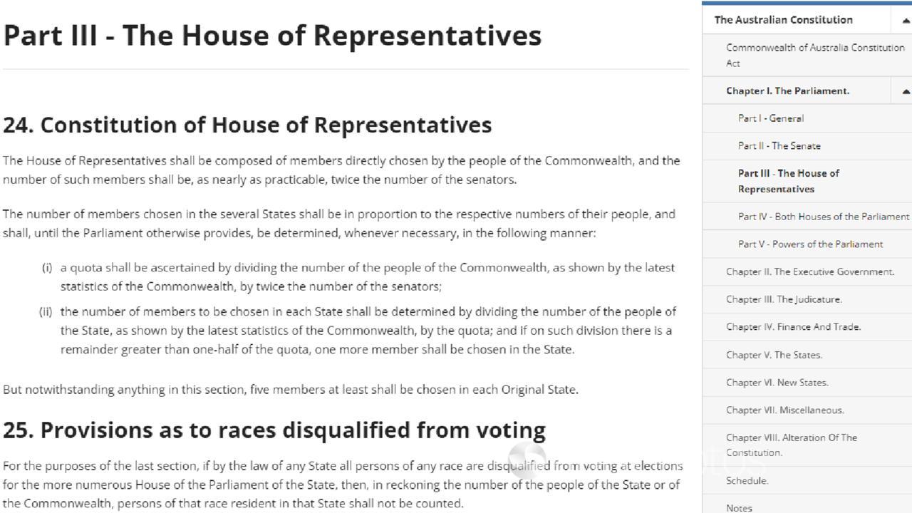 A screenshot of the section of the constitution mentioning face.