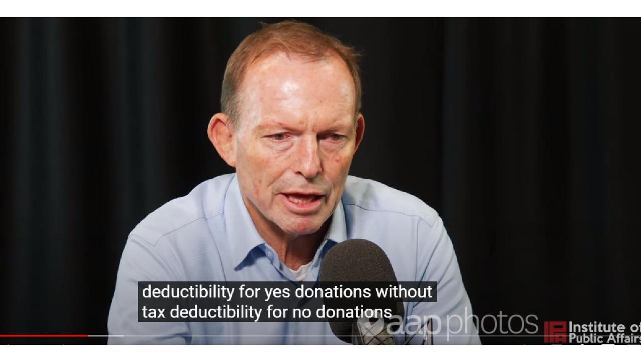 A screenshot from the interview with Tony Abbott.