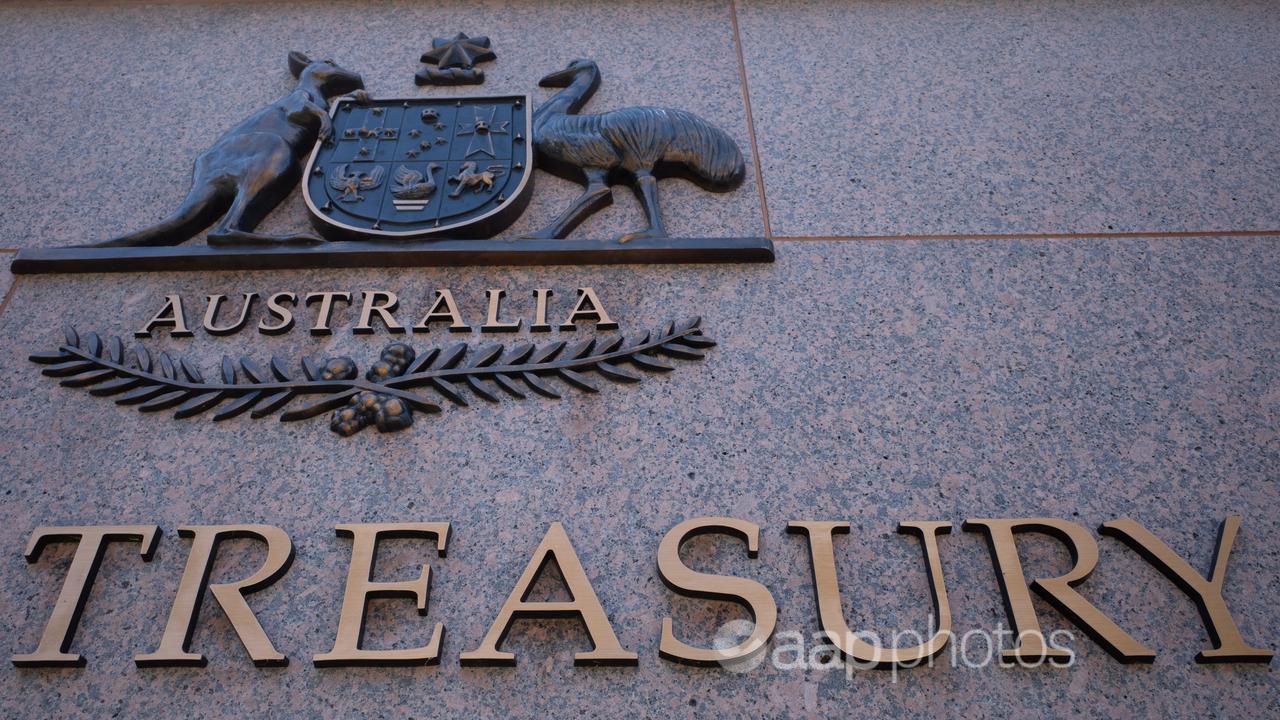 Signage at the Treasury building in Canberra (file image)