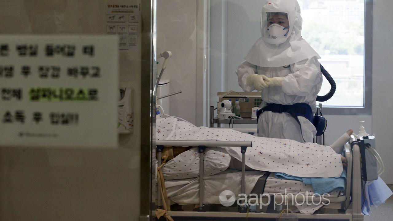 A medical staffer in Seoul during a MERS outbreak in 2015 (file image)