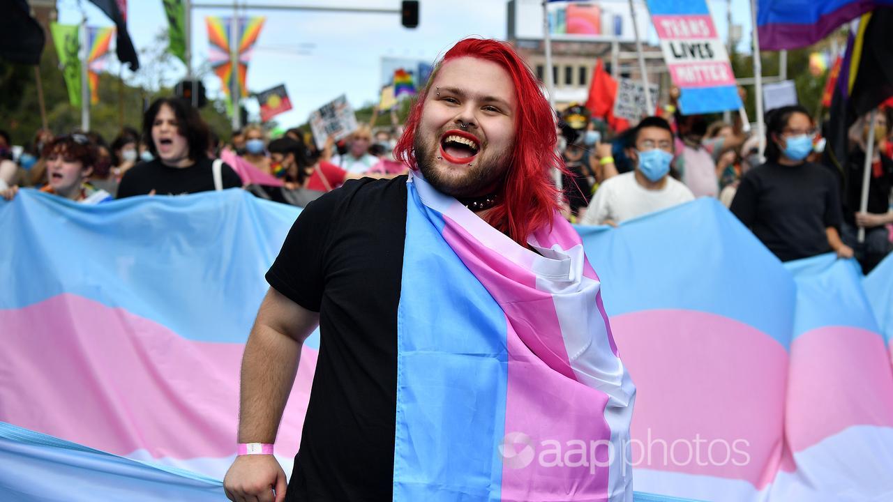 LGBTQI rights activists at the 2021 Mardi Gras in Sydney