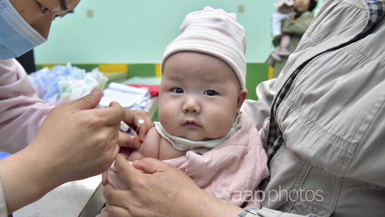 A baby being vaccinated (file image)