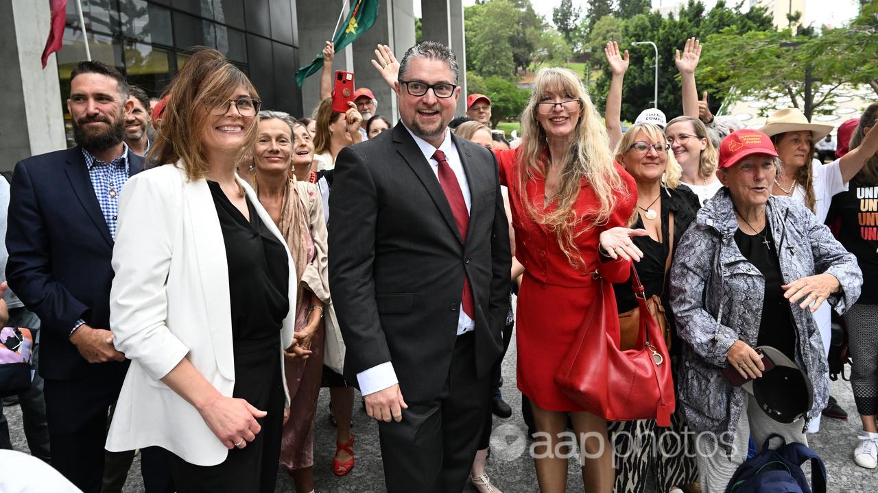 William Bay (centre) with supporters (file image)