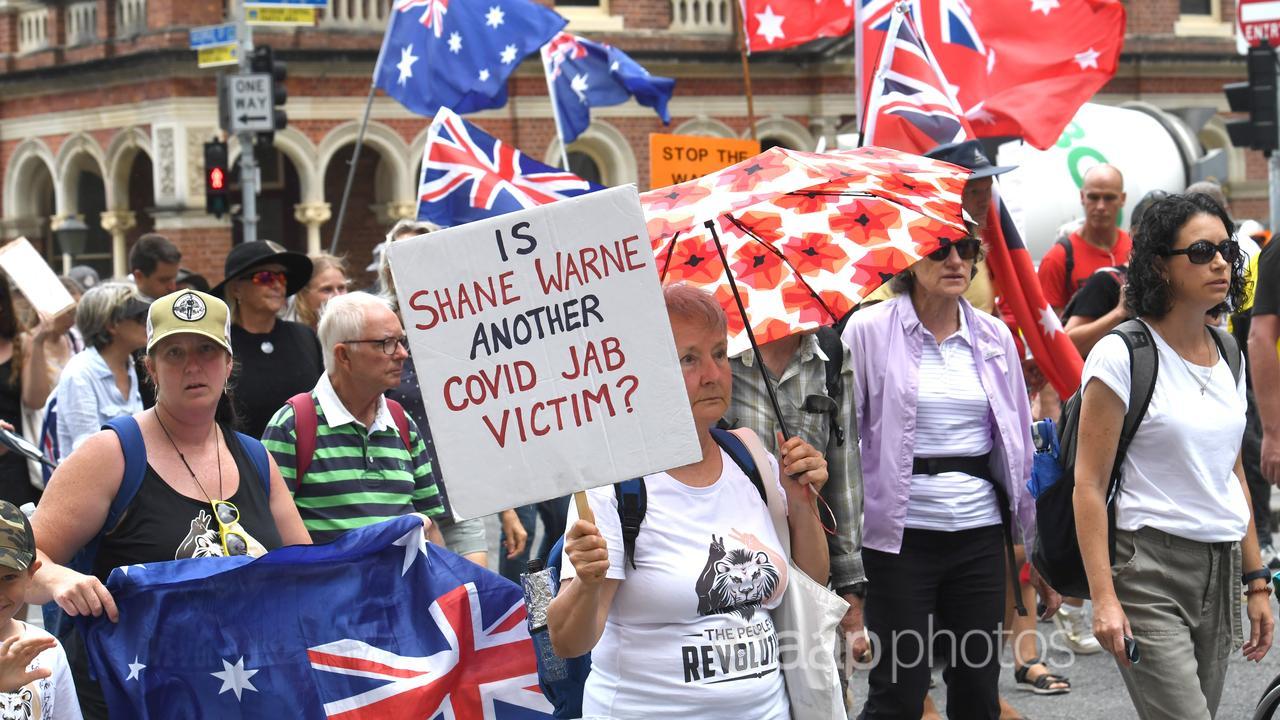 Anti-vaccination mandate rally in Brisbane (file image)
